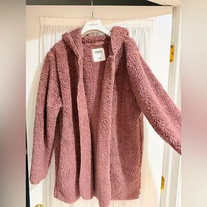PINK Victoria's Secret Plush Hooded Teddy Jacket in Mauve Pink